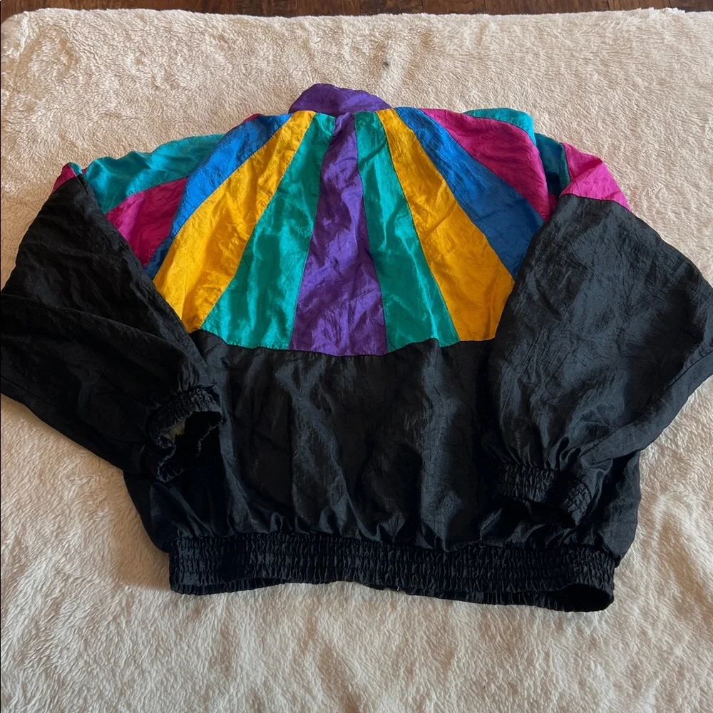 KUMA Sport Vintage 80’s Multicolored Parachute Windbreaker Jacket Small - Picture 7 of 10